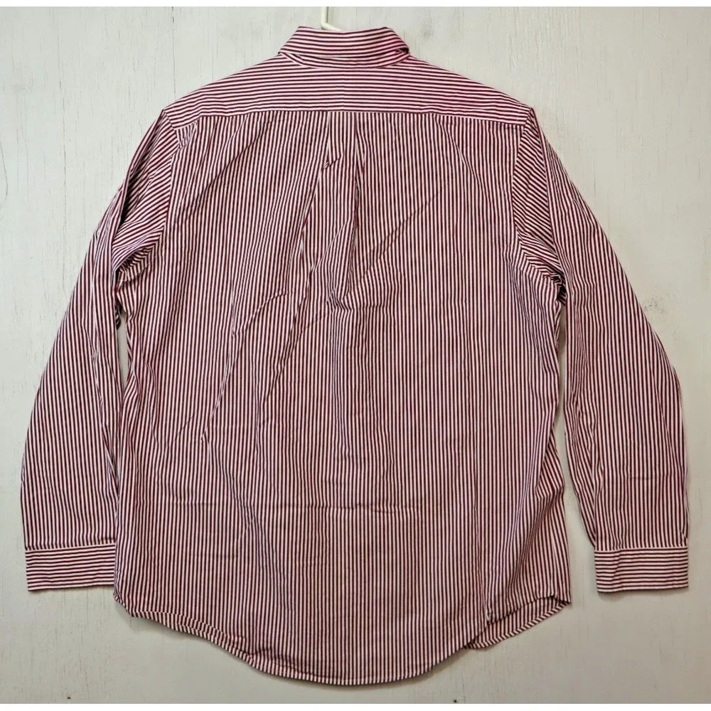 Polo Ralph Lauren Button Front Shirt Mens Size XL Red White Striped Classic OCBD